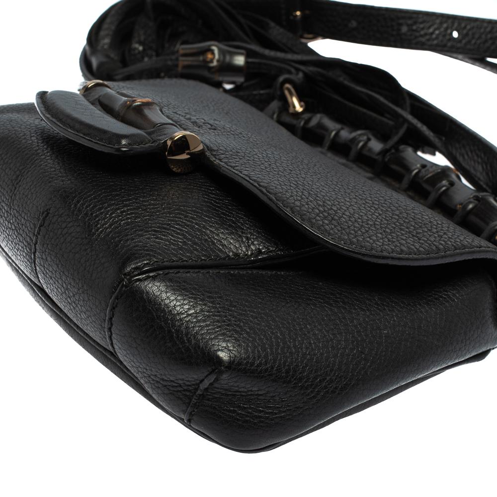 Gucci Black Pebbled Leather Nouveau Tassel Shoulder Bag 5