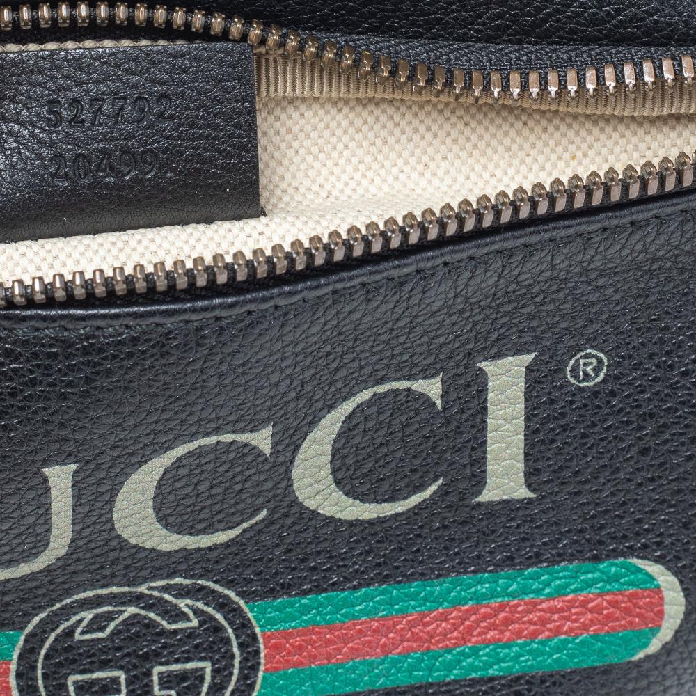 Gucci Black Pebbled Leather Small Logo Web Belt Bag 3