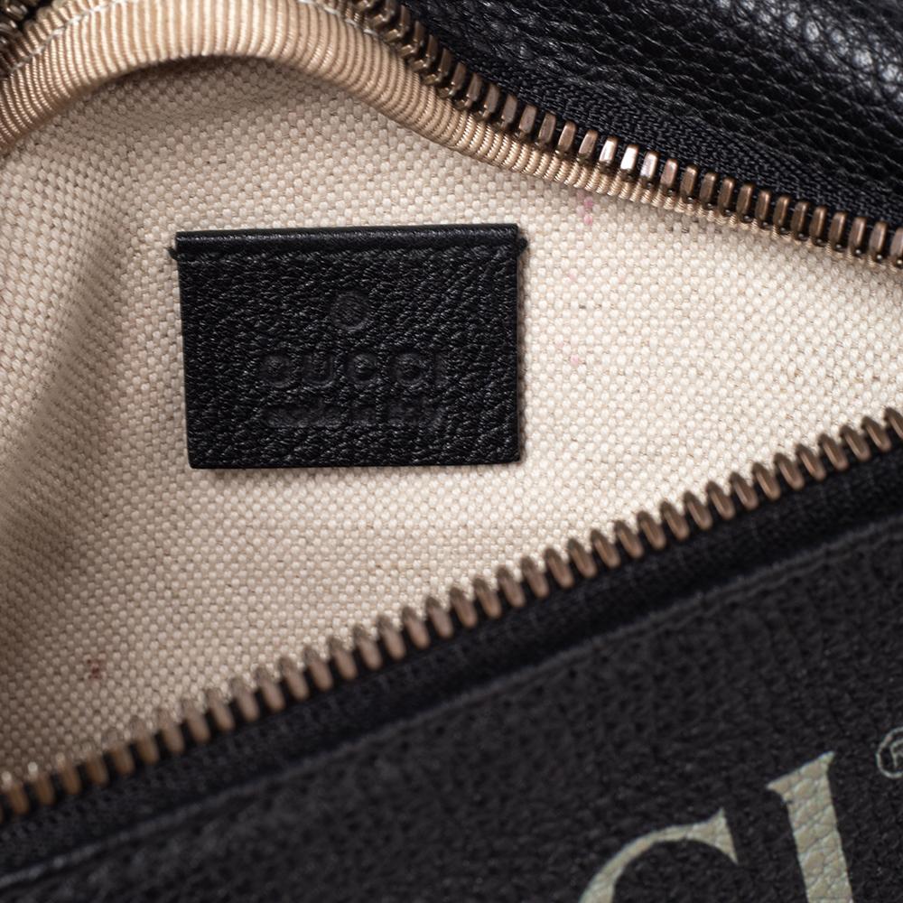 Gucci Black Pebbled Leather Small Logo Web Belt Bag 4