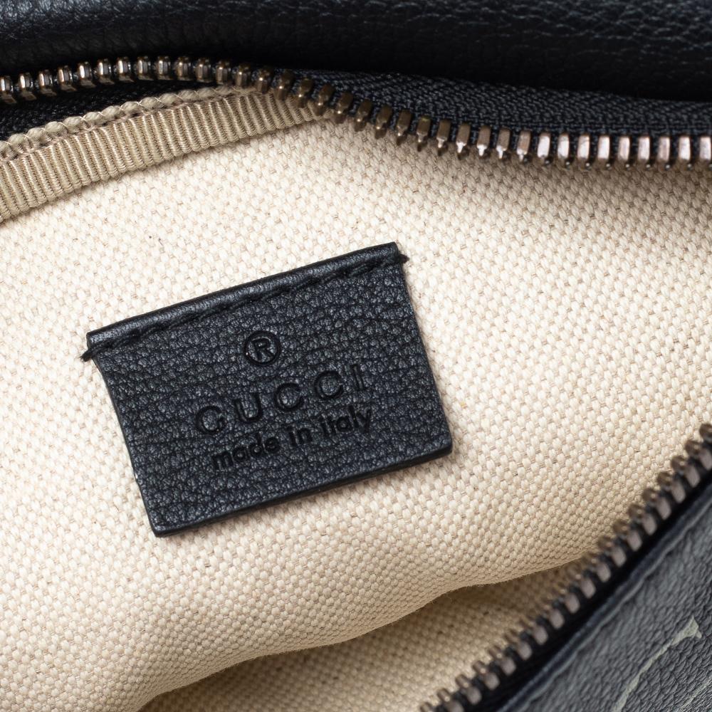 Gucci Black Pebbled Leather Small Logo Web Belt Bag 2