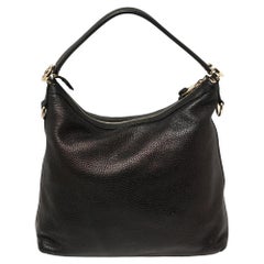 Gucci Black Pebbled Leather Small Miss GG Hobo