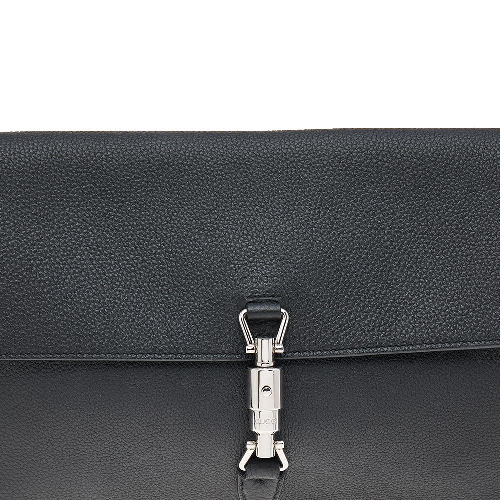 Gucci Black Pebbled Leather Soft Jackie Clutch 5