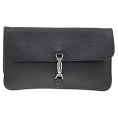 Gucci Black Pebbled Leather Soft Jackie Clutch
