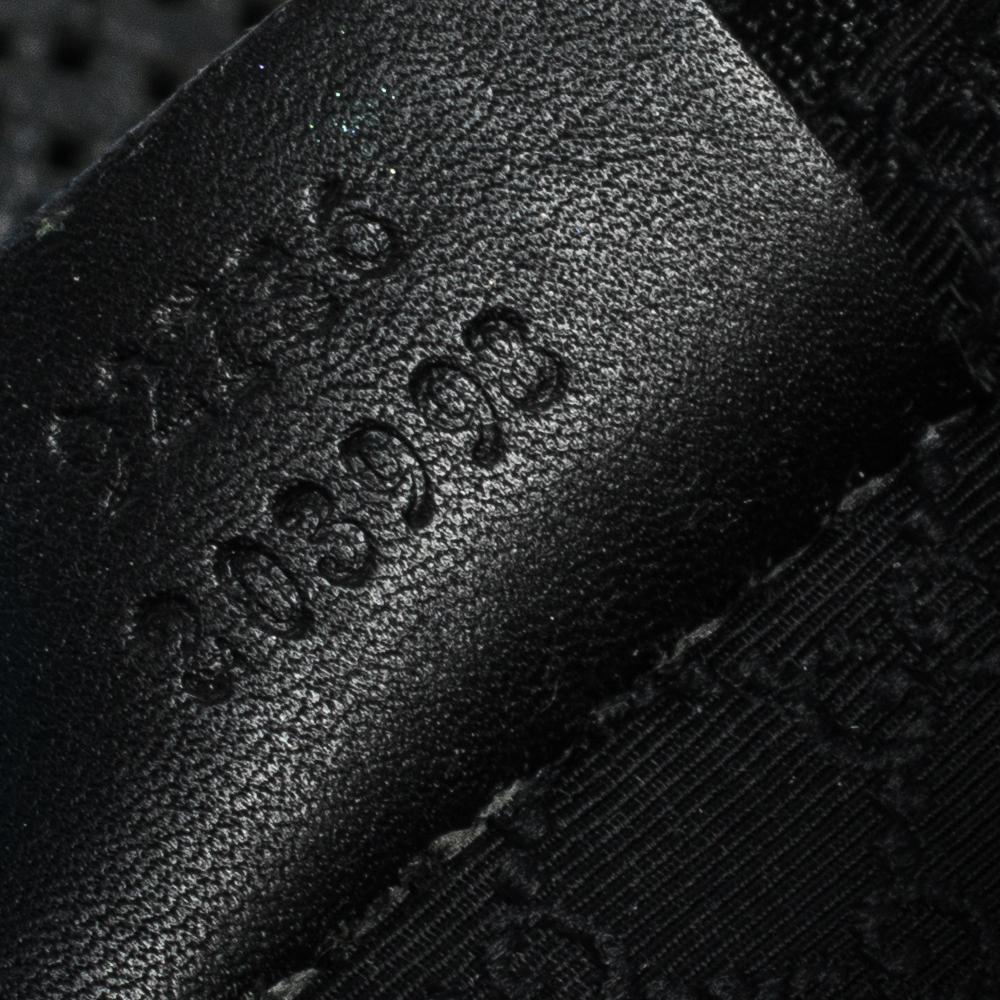 Gucci Black Perforated Leather and Canvas Vintage Jackie Shoulder Bag 3