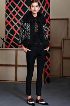 Gucci Black Persian Lamb Crystal Embellished Jacket Italian 40