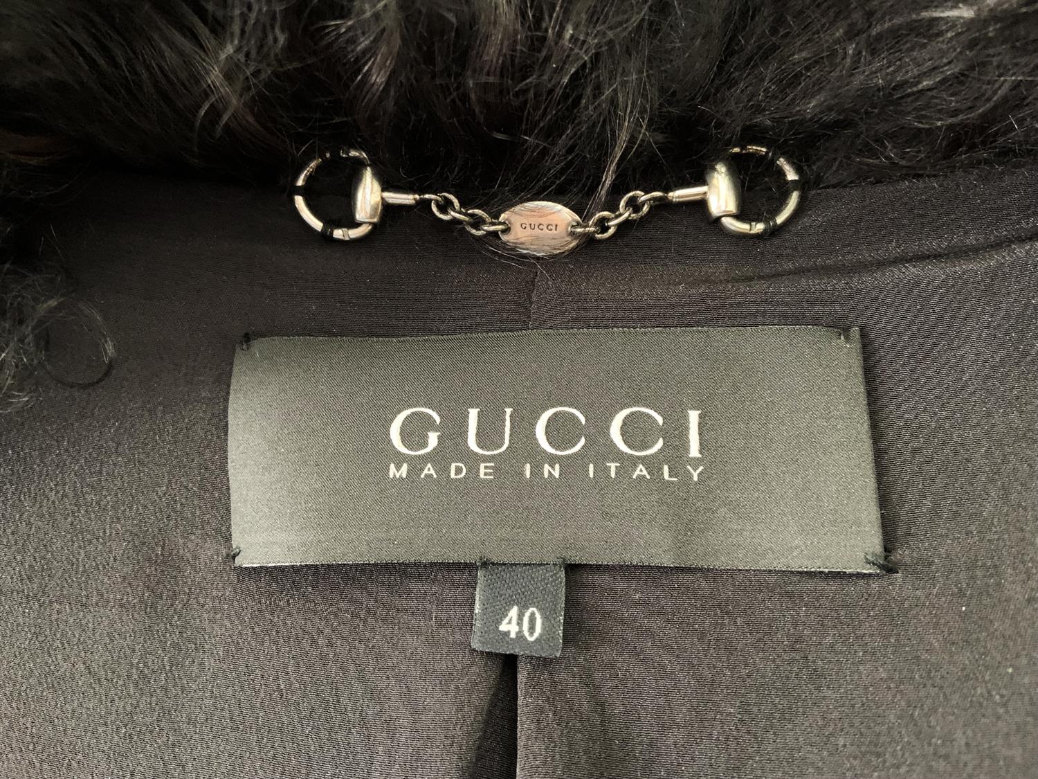 Gucci Black Persian Lamb Crystal Embellished Jacket Italian 40 For Sale 5