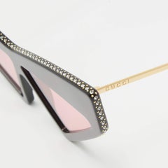 Gucci Black/Pink GG0430S Crystals Embellished Geometric Sunglasses