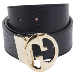 Gucci Black/Pink Leather Reversible 1973 Buckle Belt 70CM