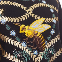 GUCCI black pink metallic foil Laminated Heart Bee applique sweatshirt S