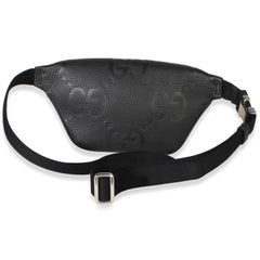 Gucci Black Piuma Calfskin Jumbo GG Embossed Small Belt Bag