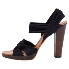 Gucci Black Pleated Fabric Platform Sandals Size 41