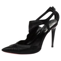 Gucci Black Pleated Satin Pointed Toe Sandals Size 35