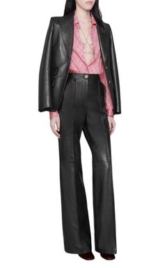 Gucci Black Plonge Leather Flare Trousers IT 40