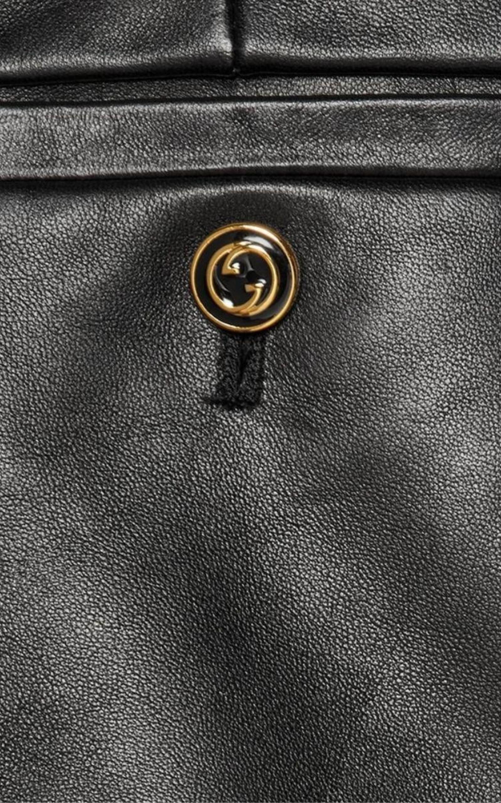 Donna Gucci - Pantaloni svasati in pelle plonge nera IT 42 in vendita