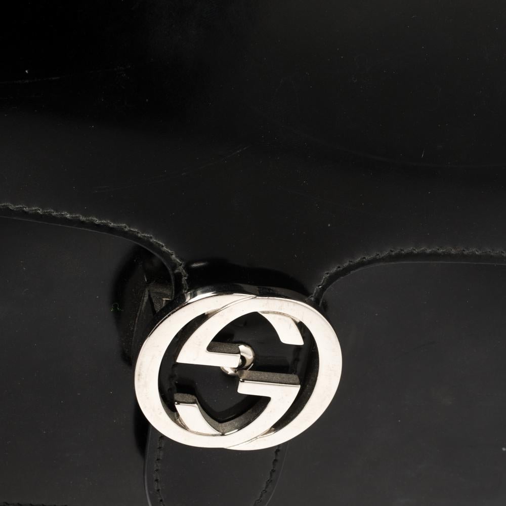 Gucci Black Polished Leather Interlocking G Shoulder Bag 5