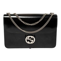 Gucci Black Polished Leather Interlocking G Shoulder Bag