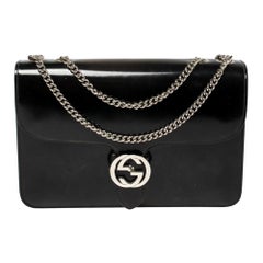 Gucci Black Polished Leather Interlocking G Shoulder Bag