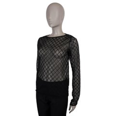 GUCCI black polyamide GG STAR EMBROIDERED TULLE Shirt M