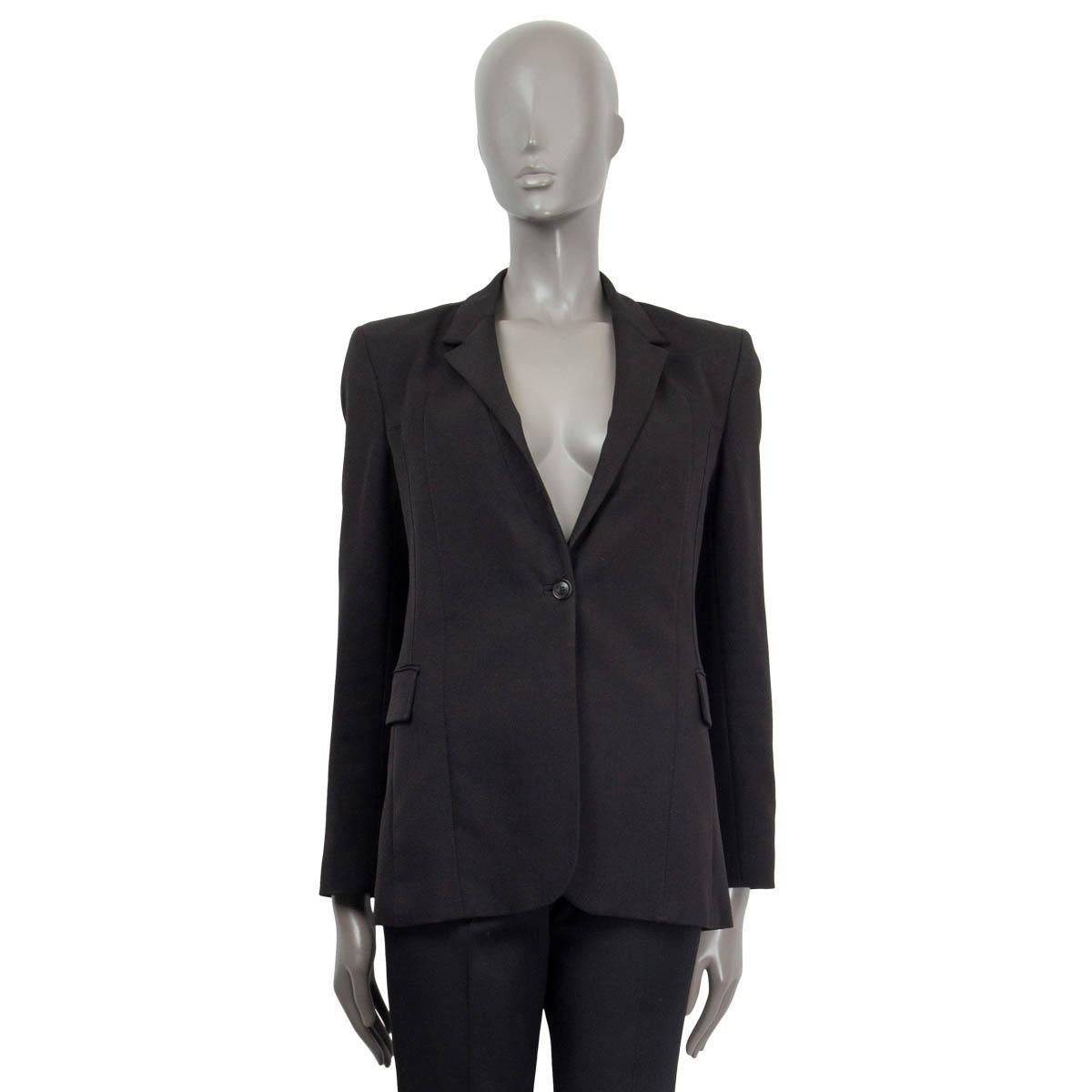 Black GUCCI black polyester CLASSIC SINGLE BUTTON Blazer Jacket 44 L For Sale
