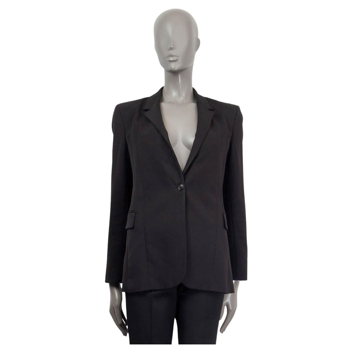 GUCCI black polyester CLASSIC SINGLE BUTTON Blazer Jacket 44 L For Sale