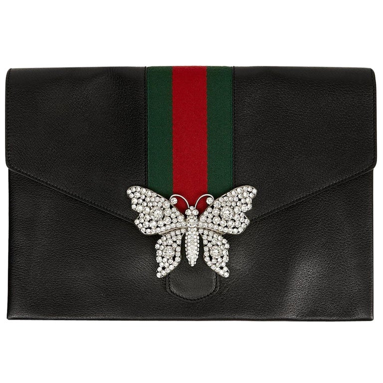 Gucci Black Pouch with Butterfly For Sale