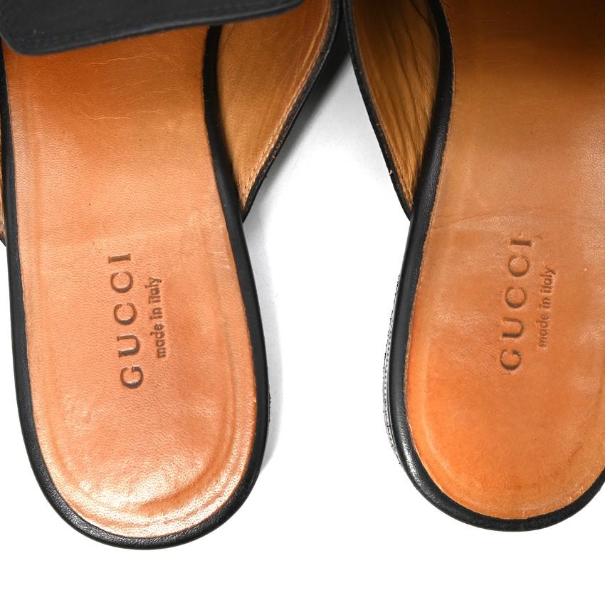 Gucci Black Princeton Horsebit Leather Backless Loafer US 7 In Excellent Condition For Sale In London, GB