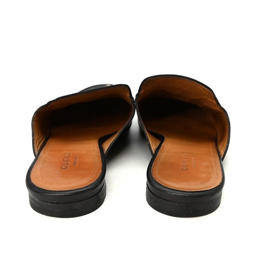 Gucci Black Princeton Horsebit Leather Backless Loafer US 7 For Sale 3