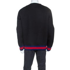 Gucci Black Printed Cotton Contrast Trim Life is Gucci Sweatshirt XXL