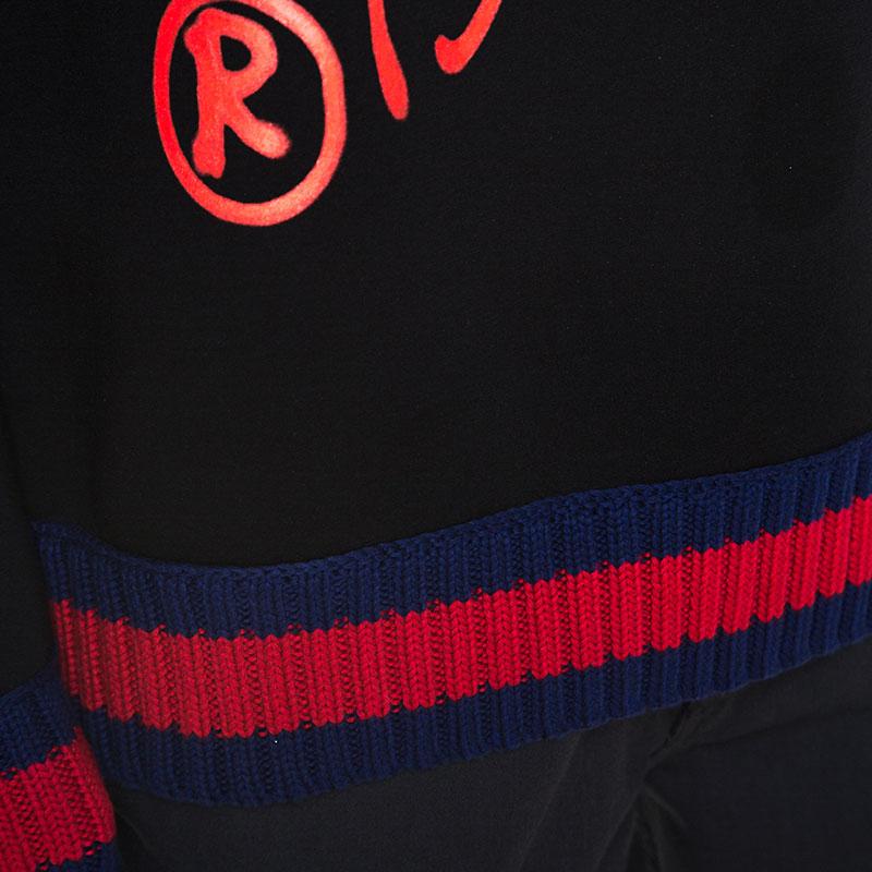 Gucci Black Printed Cotton Contrast Trim Life is Gucci Sweatshirt XXL In Good Condition In Dubai, Al Qouz 2