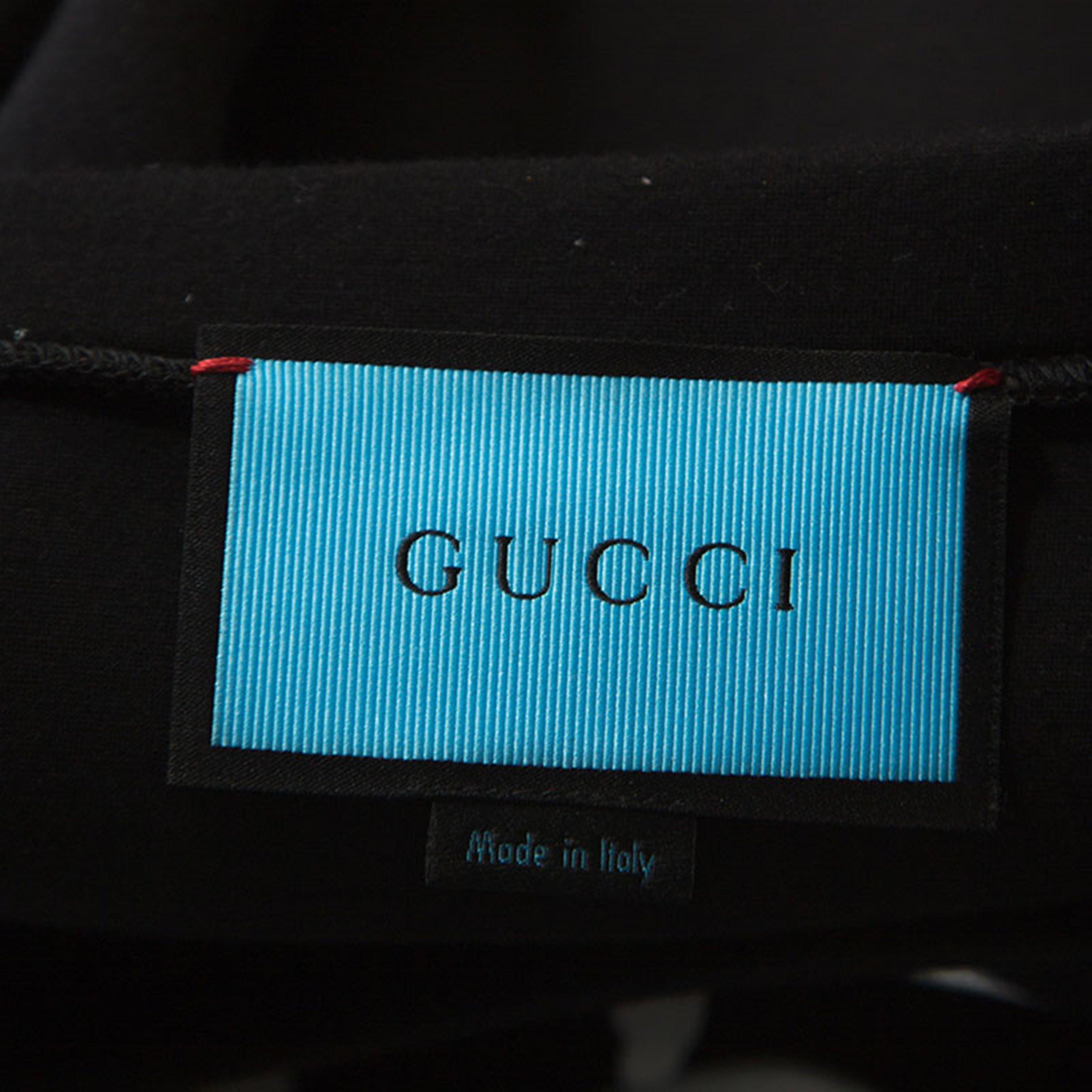 Men's Gucci Black Printed Cotton Contrast Trim Life is Gucci Sweatshirt XXL