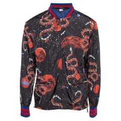 Gucci Black Printed Synthetic Zip-Up Jacket L