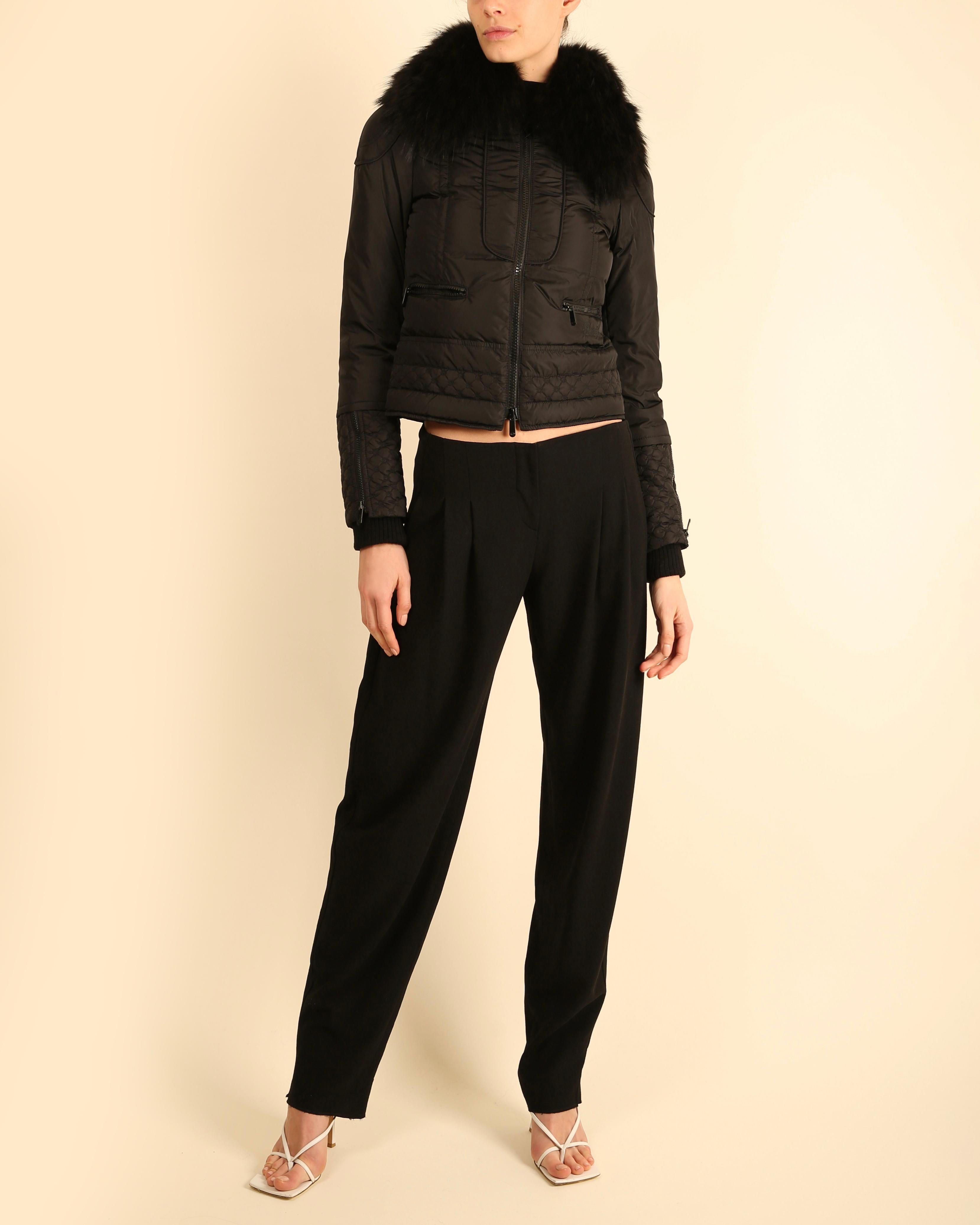 Gucci negro puffer bomber plumón corto desmontable cuello de piel de zorro chaqueta de esquí abrigo en venta 5