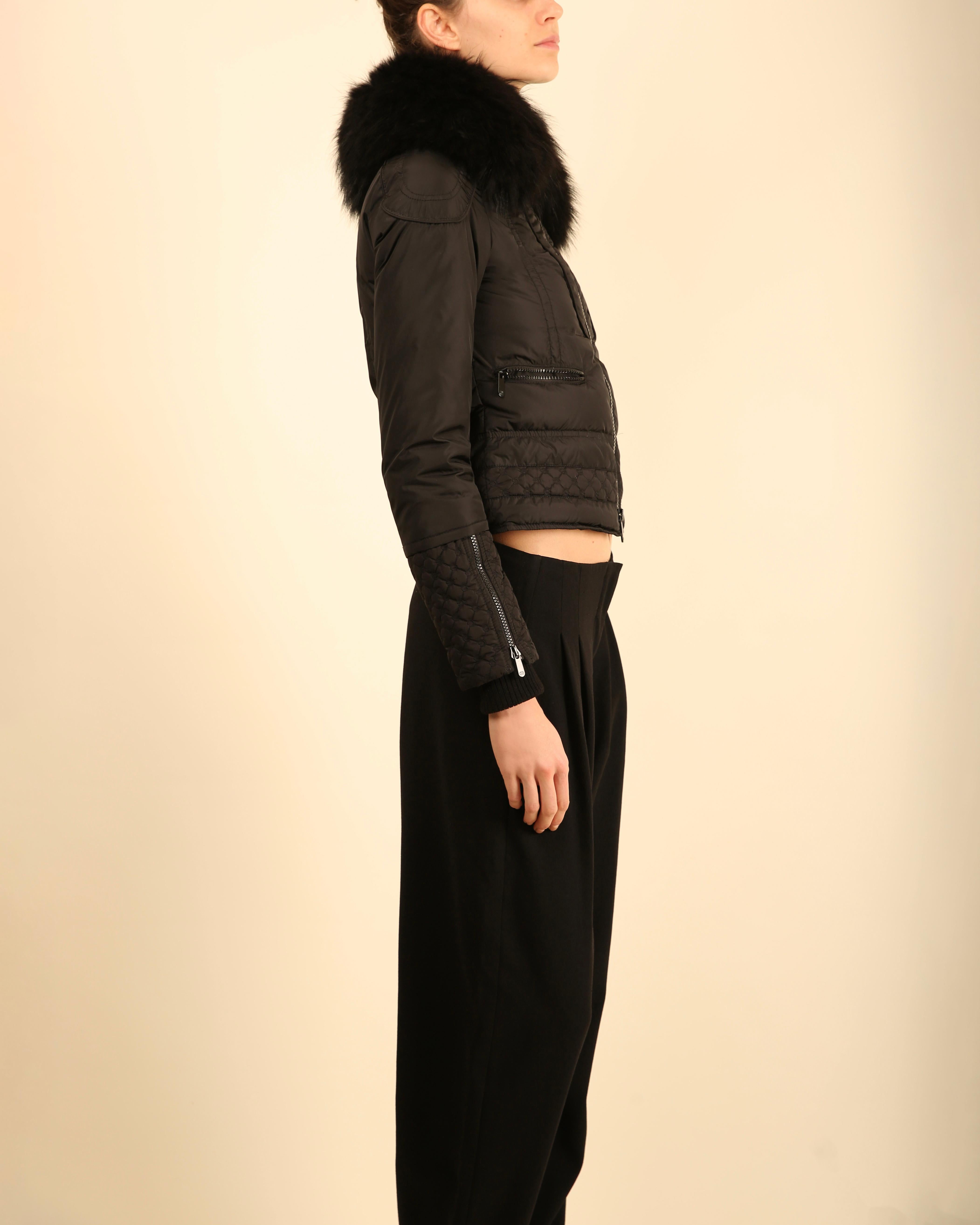 Gucci black puffer bomber down short detachable fox fur collar ski jacket coat  For Sale 8