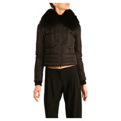 Gucci black puffer bomber down short detachable fox fur collar ski jacket coat 