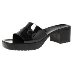 Gucci Black PVC Logo-Embossed Mule Sandals Size 39