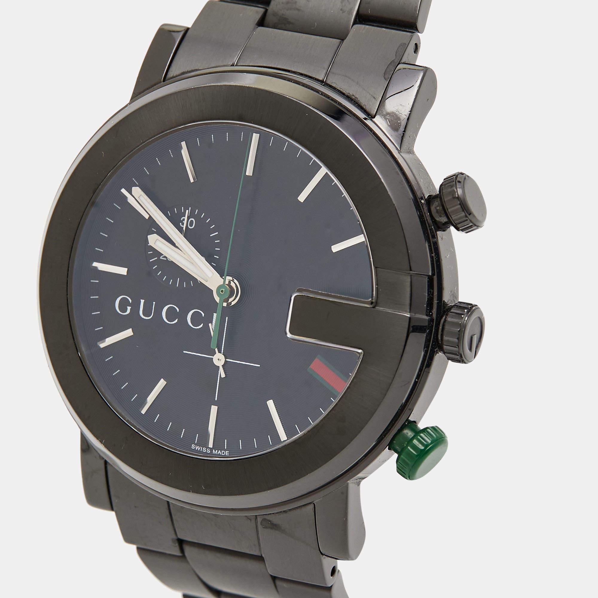 Women's Gucci Black PVD Coated Stainless Steel G-Chrono YA101331 Men's Wristwatch 44 mm For Sale