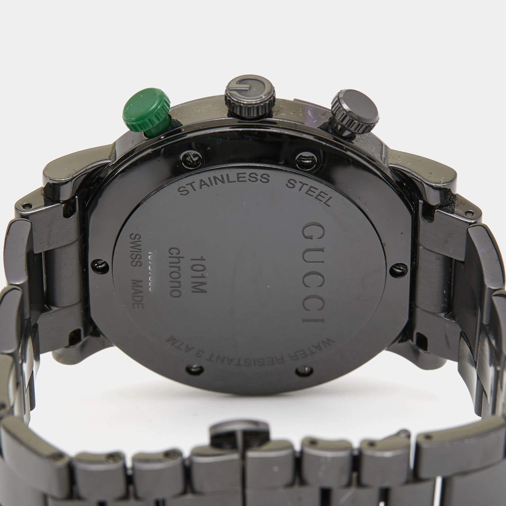 Gucci Montre-bracelet pour homme G-Chrono YA101331 en acier inoxydable revêtu de PVD noir 44 mm en vente 4