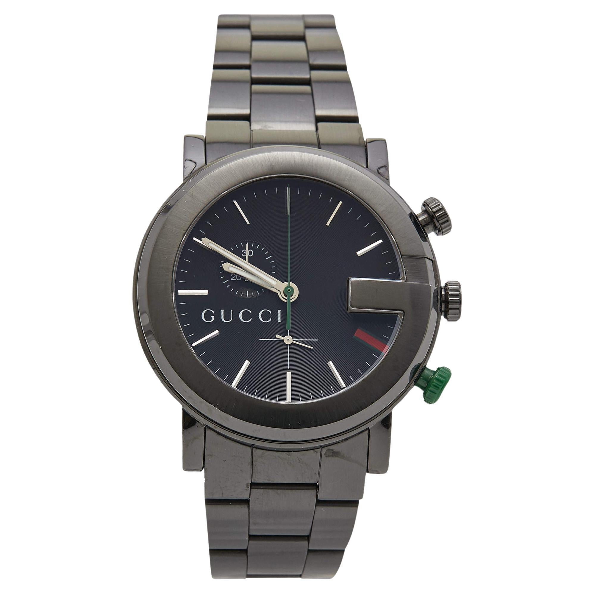 Gucci Black PVD Coated Stainless Steel G-Chrono YA101331 Men's Wristwatch 44 mm For Sale