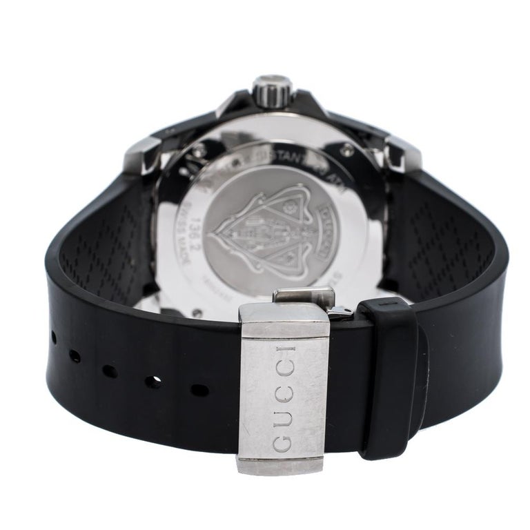 Gucci Black PVD Coated Stainless Steel Rubber Dive 136.2 Men's