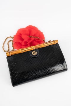 Retro Gucci Black Python Clutch