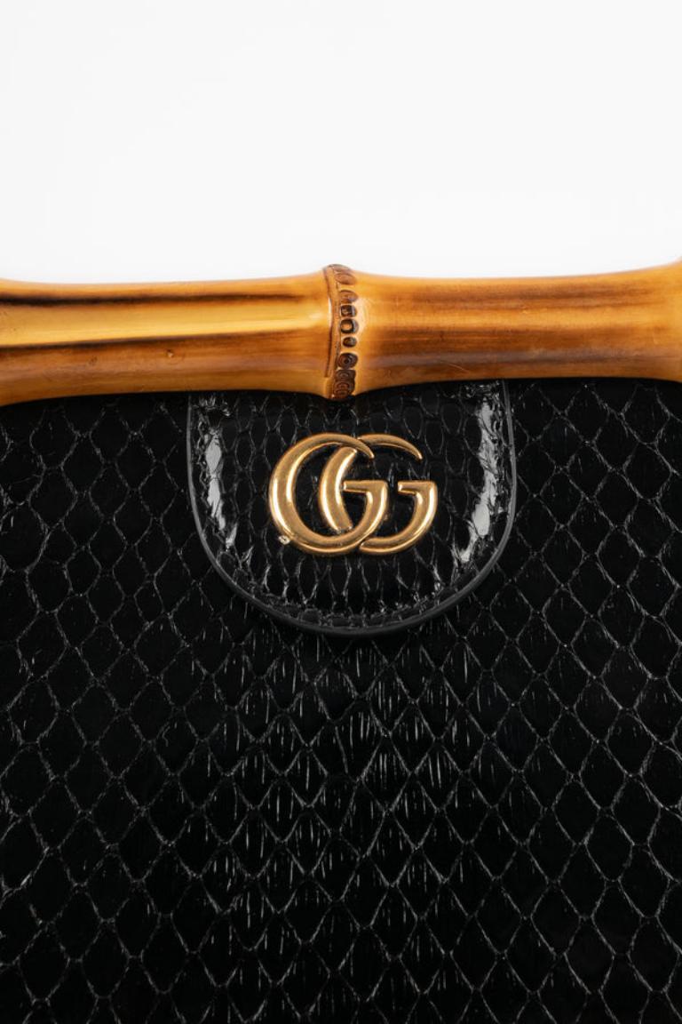 Gucci Black Python Clutch For Sale 4