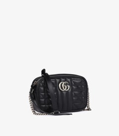 Gucci Black Quilted Calfskin Leather GG Marmont Mini Camera Bag