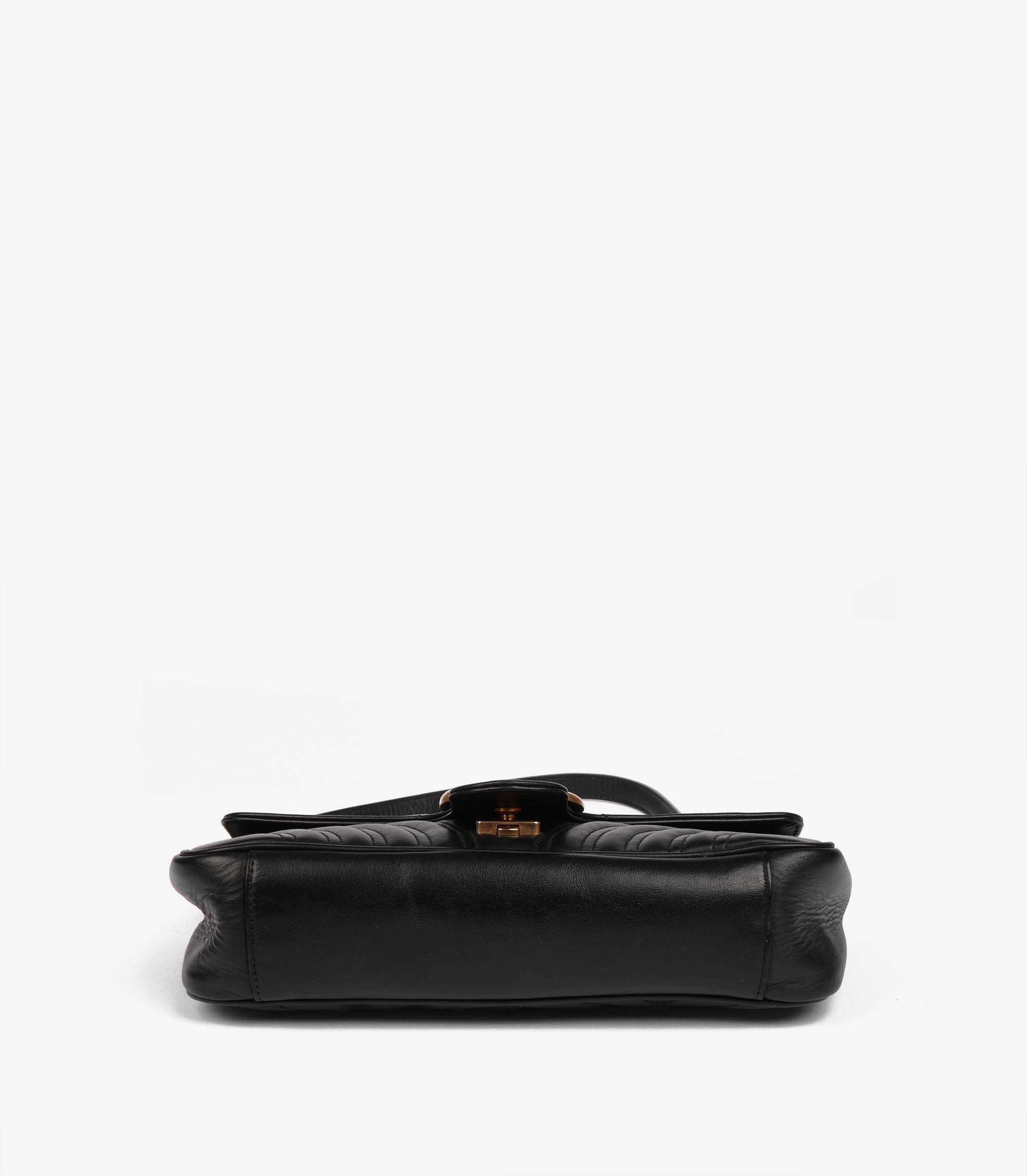 Gucci Black Quilted Calfskin Leather Medium GG Marmont For Sale 2