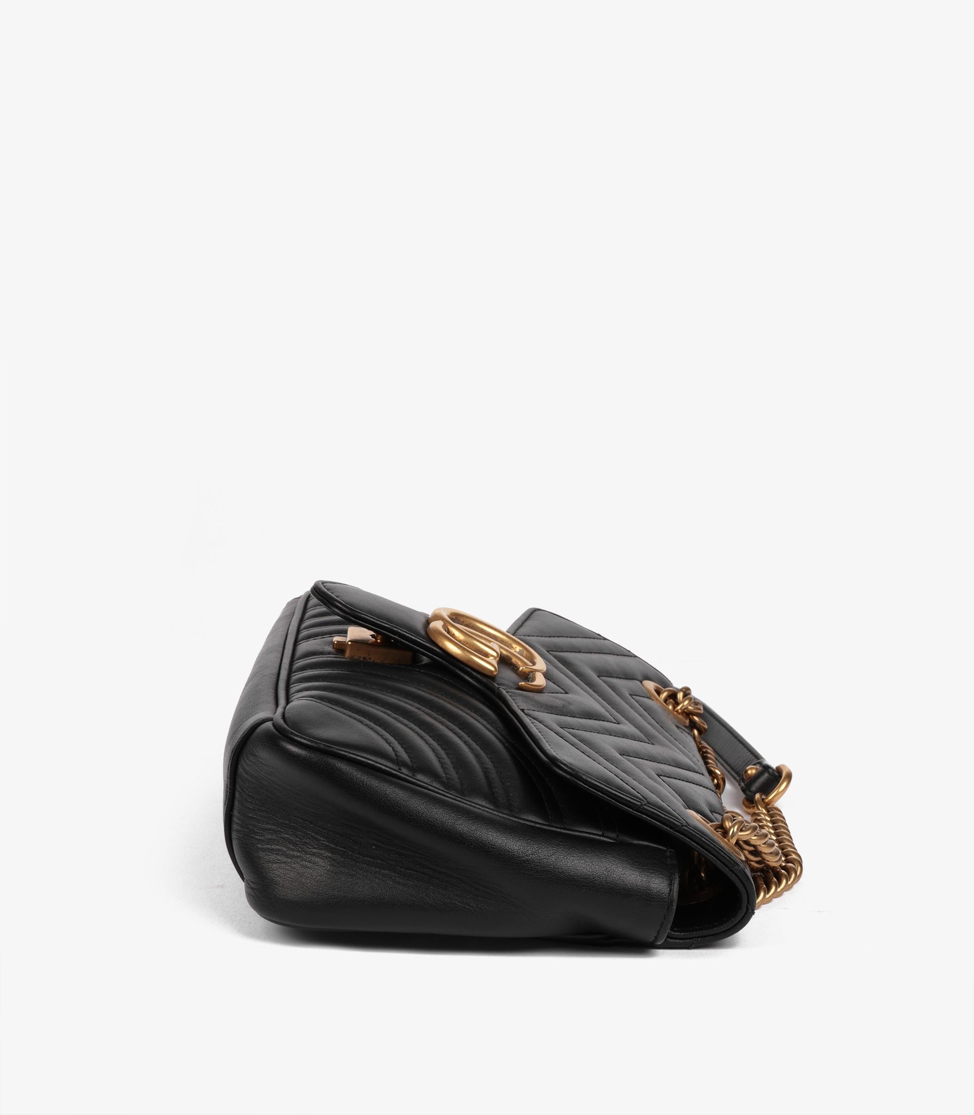 Gucci Black Quilted Calfskin Leather Medium GG Marmont For Sale 3