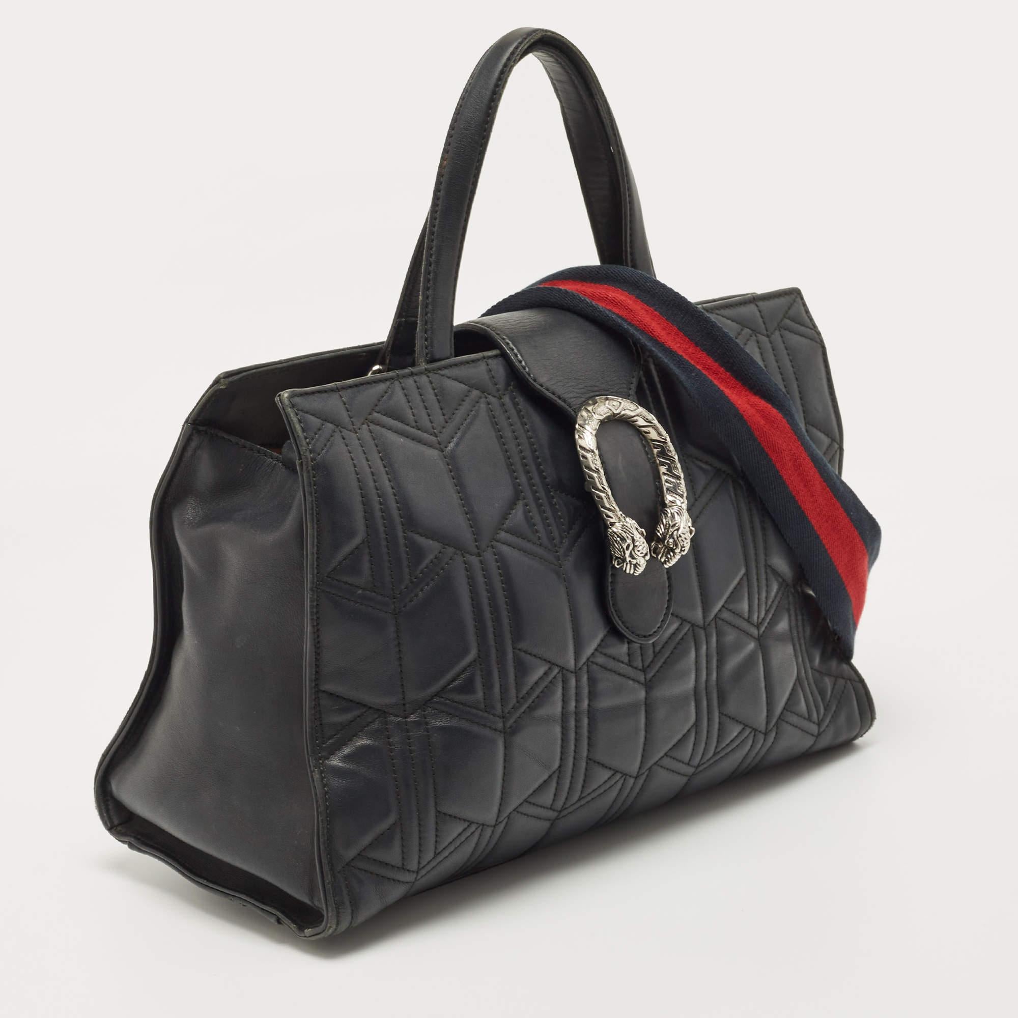 Women's Gucci Black Quilted Leather Dionysus Flap Tote
