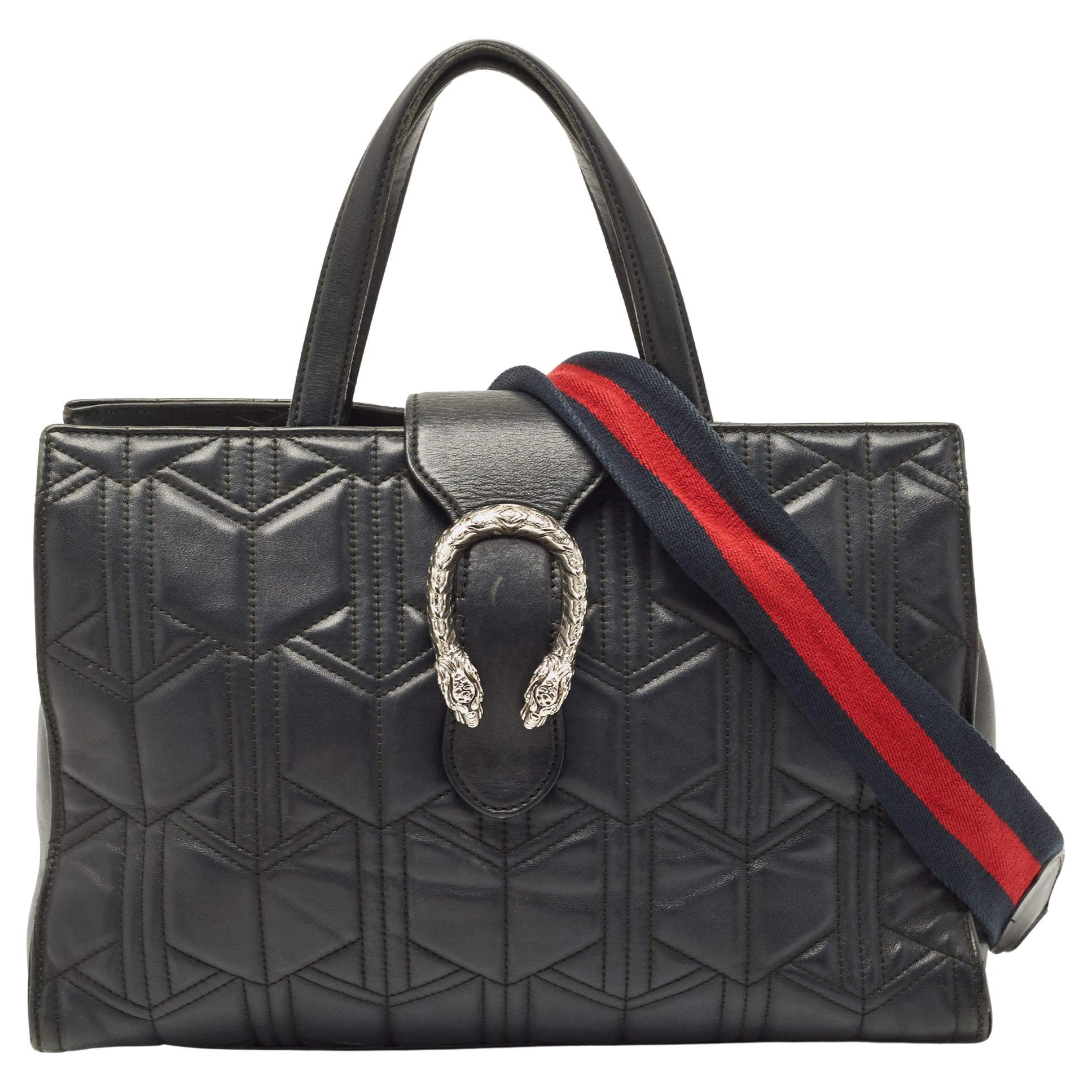 Gucci Black Quilted Leather Dionysus Flap Tote For Sale