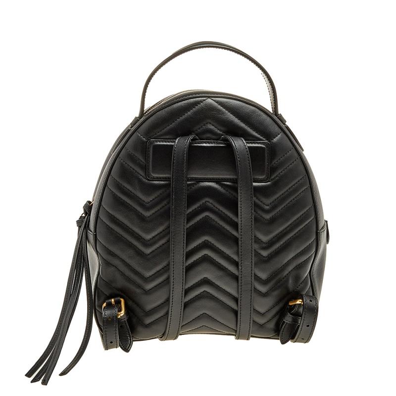 Gucci Black Quilted Leather GG Marmont Backpack 1