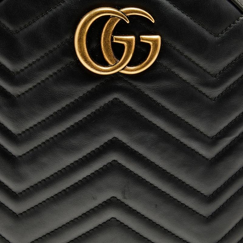 Gucci Black Quilted Leather GG Marmont Backpack 3