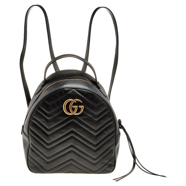 Gucci Black Quilted Leather GG Marmont Backpack