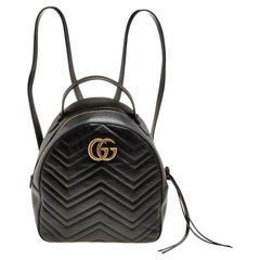 Gucci Black Quilted Leather GG Marmont Backpack